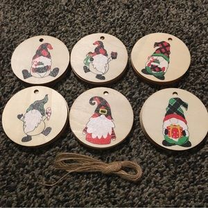 Gnome Christmas wooden Ornaments set